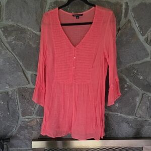 Zac & Rachel Coral V-Neck Blouse